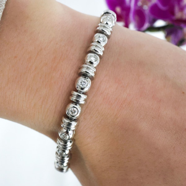 Vintage Diamond and 14ct White Gold Line Bracelet, 1.75 Carats - image 2