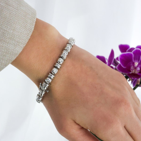 Vintage Diamond and 14ct White Gold Line Bracelet, 1.75 Carats - image 4
