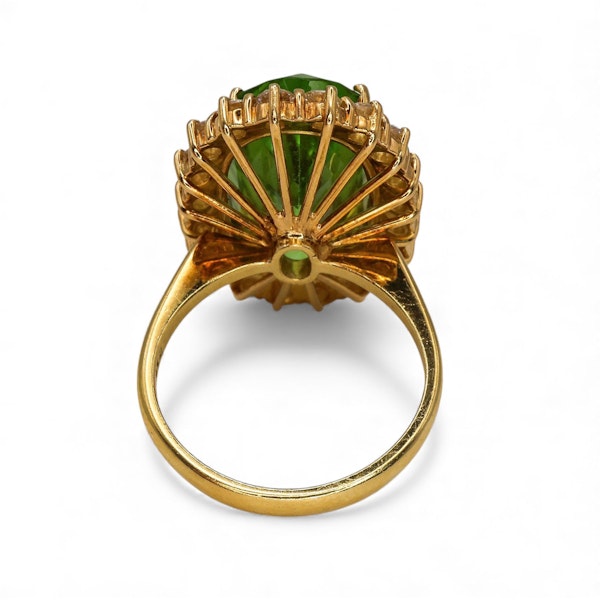 Vintage Peridot, Diamond and Gold Cluster Ring, Circa 1990 - image 6