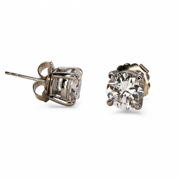 New Diamond and White Gold Four Claw Stud Earrings, 4.64 Carats - image 5