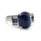 Art Deco Style Cabochon Sapphire, Diamond and Platinum Ring - image 3