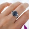 Art Deco Style Cabochon Sapphire, Diamond and Platinum Ring - image 4