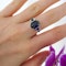 Art Deco Style Cabochon Sapphire, Diamond and Platinum Ring - image 2