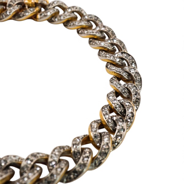 Antique French Diamond, Silver and Gold Curb Links Bracelet, Circa 1890 - image 3