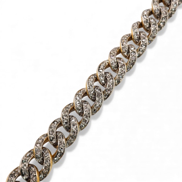Antique French Diamond, Silver and Gold Curb Links Bracelet, Circa 1890 - image 5