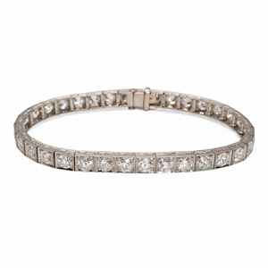 Art Deco Diamond and Platinum Line Bracelet, Circa 1925, 10.20 Carats