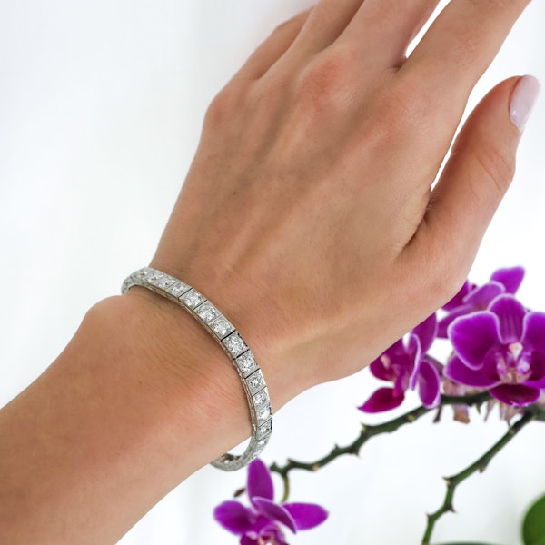 Art Deco Diamond and Platinum Line Bracelet, Circa 1925, 10.20 Carats - image 2