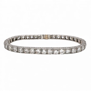 Art Deco Diamond and Platinum Line Bracelet, Circa 1925, 10.00 Carats