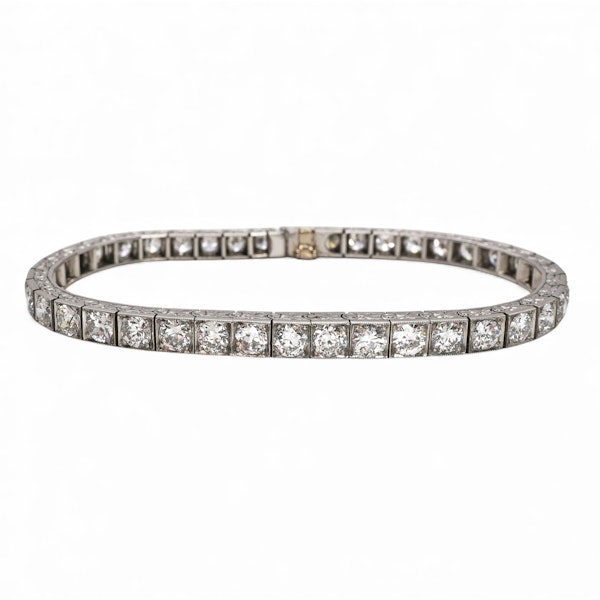 Art Deco Diamond and Platinum Line Bracelet, Circa 1925, 10.00 Carats - image 1