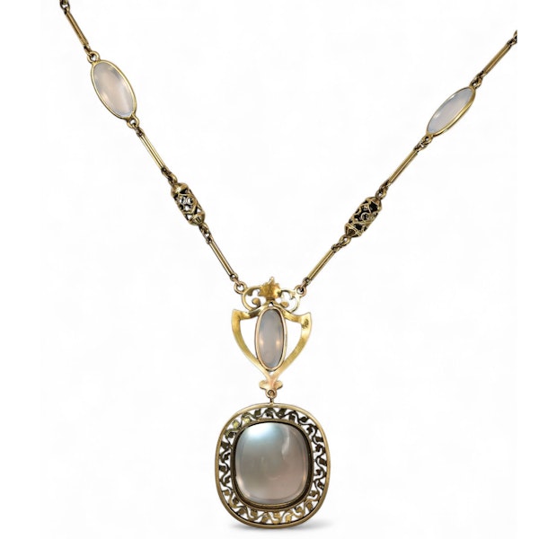 Art Nouveau Moonstone and Gold Necklace, Circa 1890 - image 6