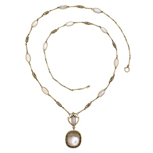 Art Nouveau Moonstone and Gold Necklace, Circa 1890