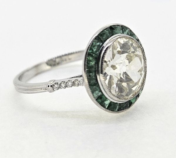 Emerald and Diamond Target Ring - image 2