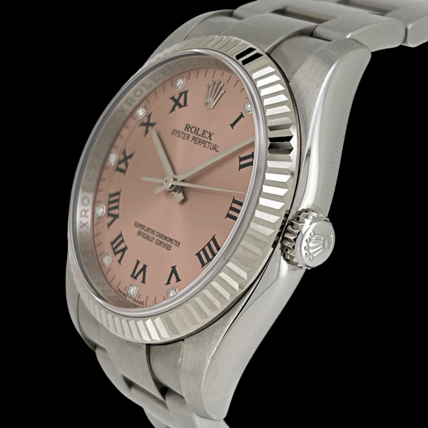 ROLEX OYSTER PERPETUAL 116034 PINK ROMAN & DIAMOND MARKERS FULL SET 2011 - image 2