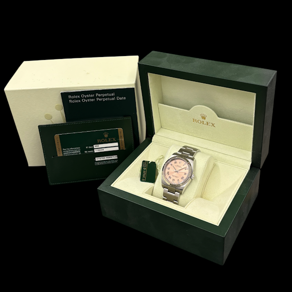 ROLEX OYSTER PERPETUAL 116034 PINK ROMAN & DIAMOND MARKERS FULL SET 2011 - image 6