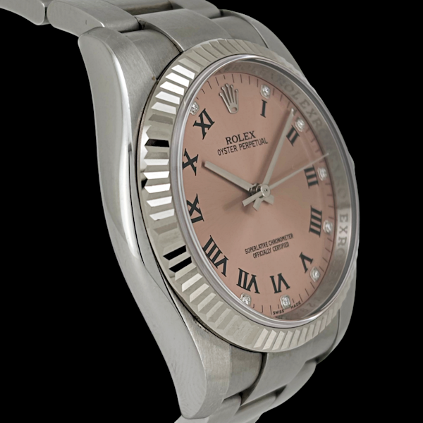 ROLEX OYSTER PERPETUAL 116034 PINK ROMAN & DIAMOND MARKERS FULL SET 2011 - image 3