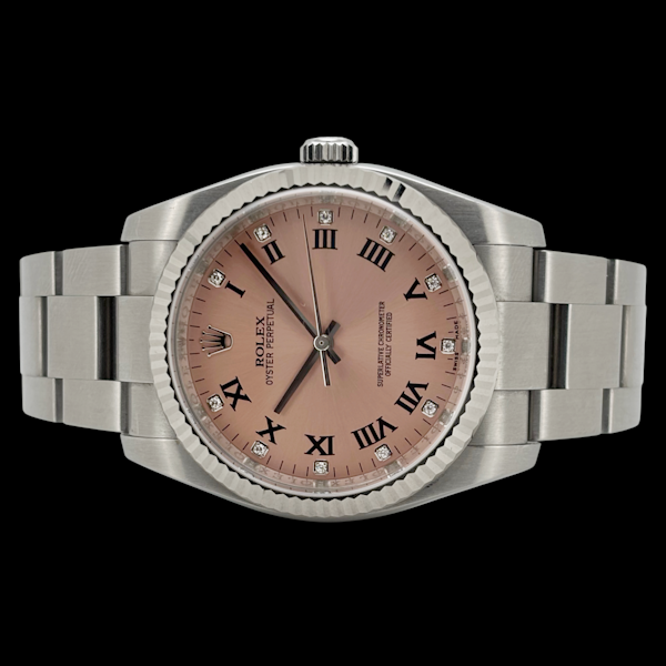 ROLEX OYSTER PERPETUAL 116034 PINK ROMAN & DIAMOND MARKERS FULL SET 2011 - image 4
