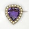 Antique Amethyst & Pearl Heart Brooch - Saddingtons Jewellery Stand 375 - image 1