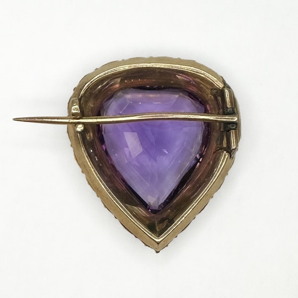 Antique Amethyst & Pearl Heart Brooch - Saddingtons Jewellery Stand 375 - image 2