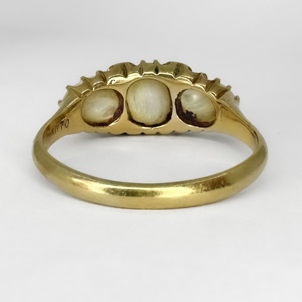 Antique 3 Natural Pearl & Diamond Ring - Saddingtons Jewellery Stand 375 - image 5