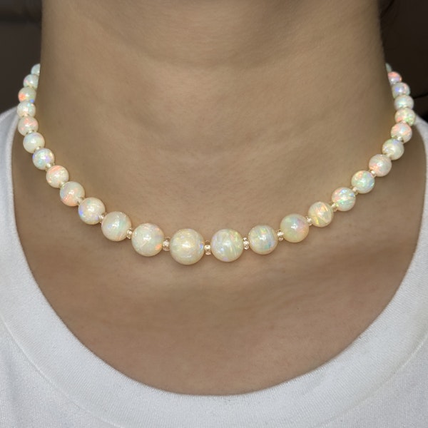 Antique Opal Bead Necklace - Saddingtons Jewellery Stand 375 - image 1