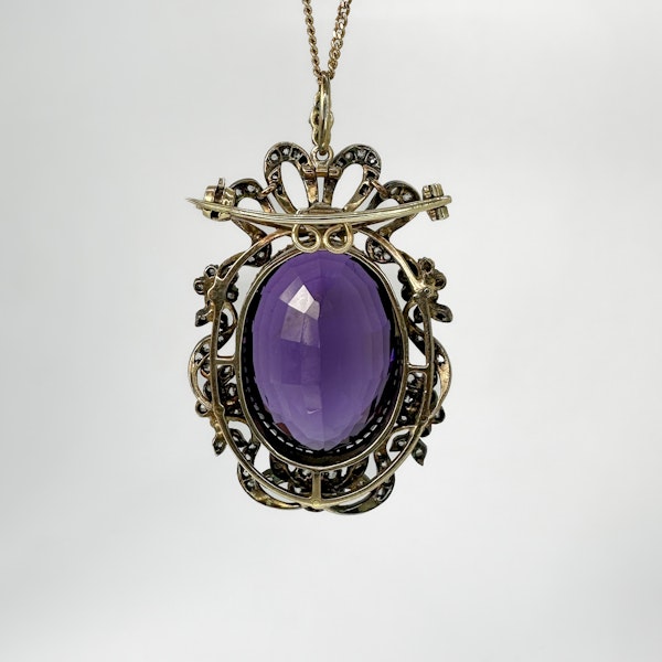Victorian Amethyst Pearl & Diamond Pendant - Saddingtons Jewellery Stand 375 - image 3