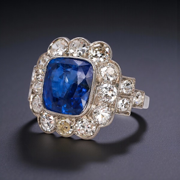 Lovely Art Deco French Diamond Sapphire Platinum Ring at Deco&Vintage Ltd - image 3