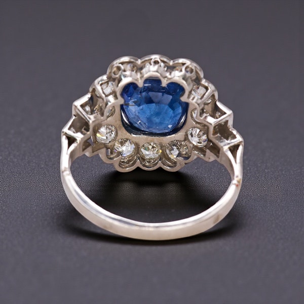 Lovely Art Deco French Diamond Sapphire Platinum Ring at Deco&Vintage Ltd - image 4
