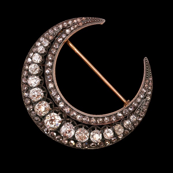 Beautiful Victorian French Diamond Crescent Brooch at Deco&Vintage Ltd - image 2