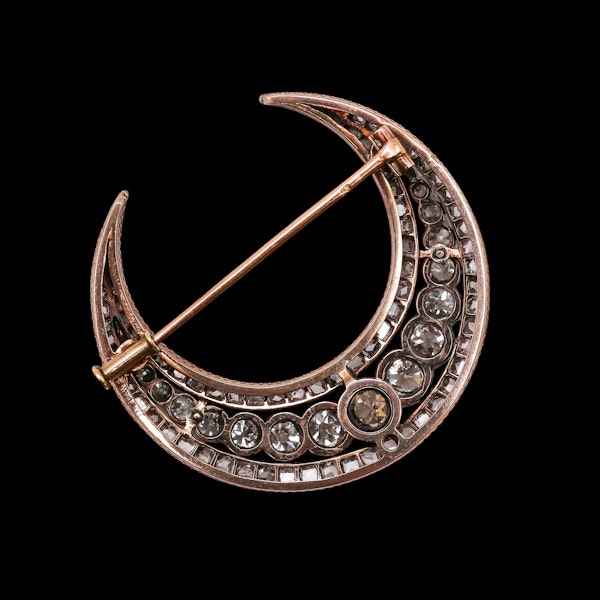 Beautiful Victorian French Diamond Crescent Brooch at Deco&Vintage Ltd - image 3