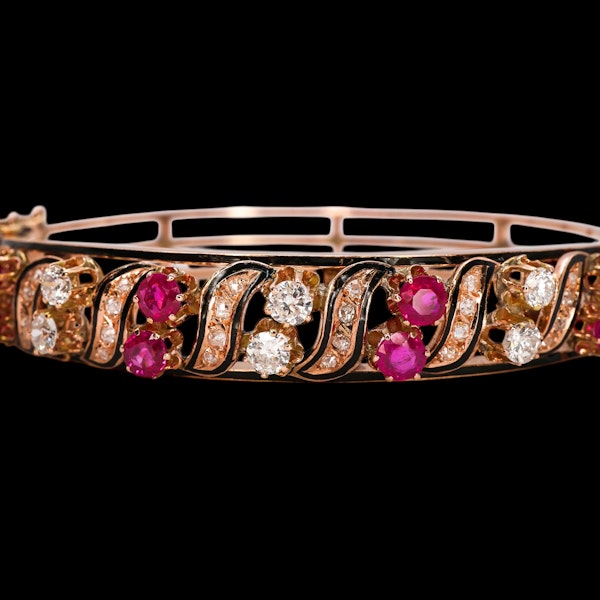 Lovely Victorian Burmese Ruby And Diamond Bangle at Deco&Vintage Ltd - image 3
