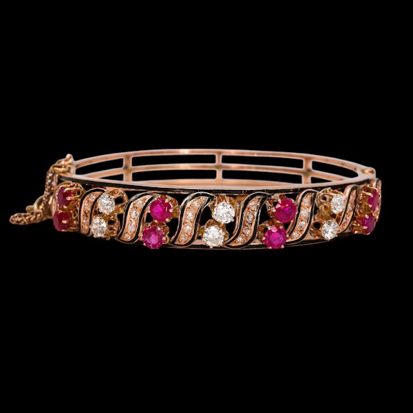 Lovely Victorian Burmese Ruby And Diamond Bangle at Deco&Vintage Ltd - image 2