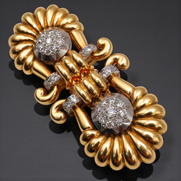 Beautiful Art Deco French Diamond Double-clip Brooch at Deco&Vintage Ltd - image 2