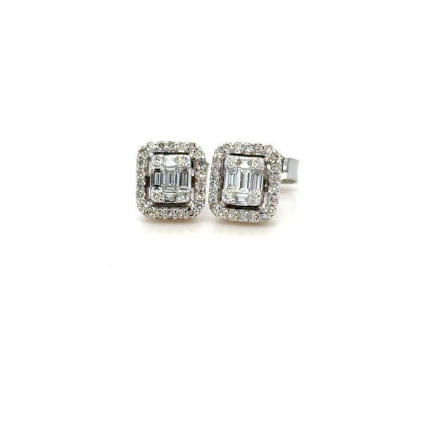 Baguette Diamond Studs 18k white gold - image 1