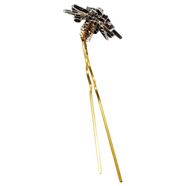 Antique Diamond and Silver Upon Gold Six Point Star Brooch and Hair Pin, With Rays, Circa 1905, 3.75 Carats - image 10