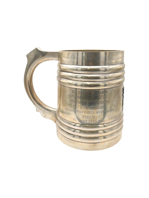 Russian silver and enamel tankard, St Petersburg, 1891 by Grachev. - image 3