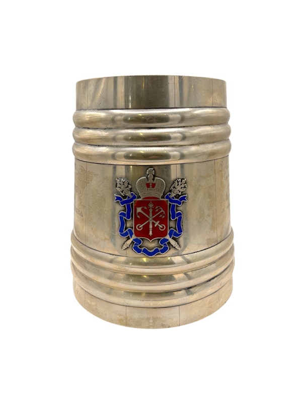 Russian silver and enamel tankard, St Petersburg, 1891 by Grachev. - image 2