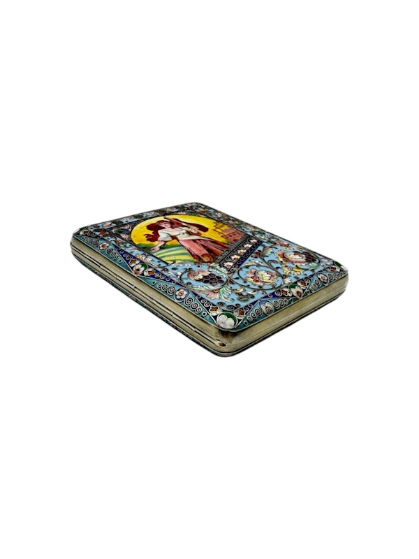 Russian silver gilt and pictorial and shaded enamel cigarette case, Moscow, c.1918-1928. - image 2