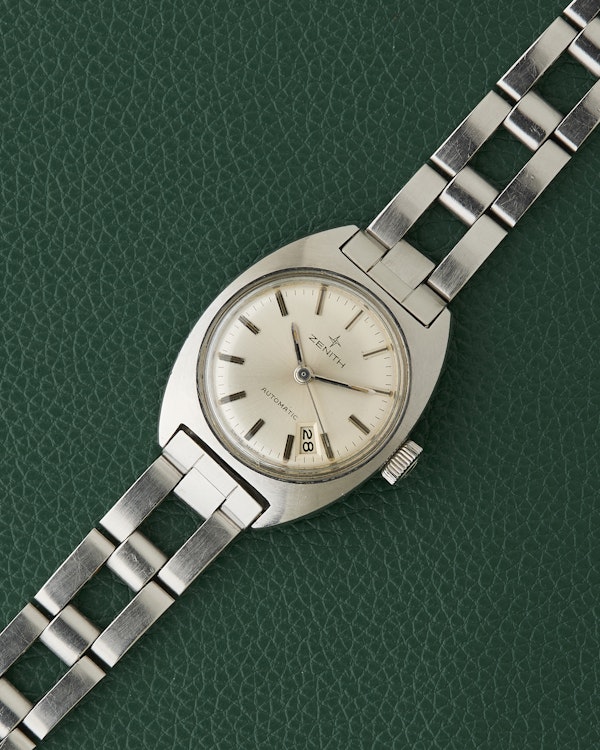 Zenith Silver Dial C-Case Vintage Ladies Watch Gay Freres Ladder Bracelet - image 3