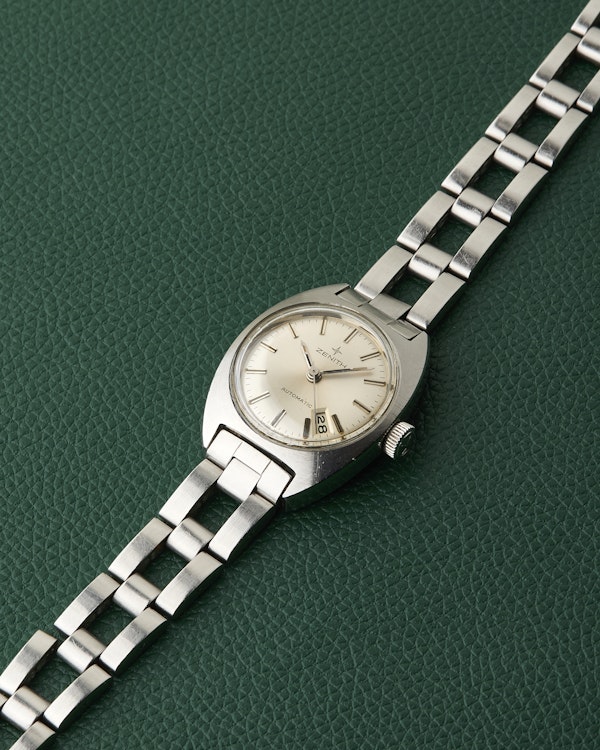 Zenith Silver Dial C-Case Vintage Ladies Watch Gay Freres Ladder Bracelet - image 7
