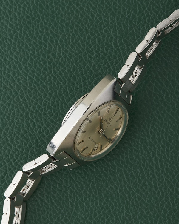 Zenith Silver Dial C-Case Vintage Ladies Watch Gay Freres Ladder Bracelet - image 5