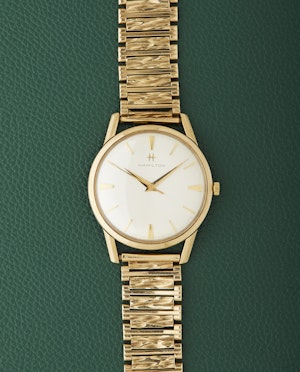 Hamilton 9k Yellow Gold Vintage Dress Watch 9k Bark Bracelet