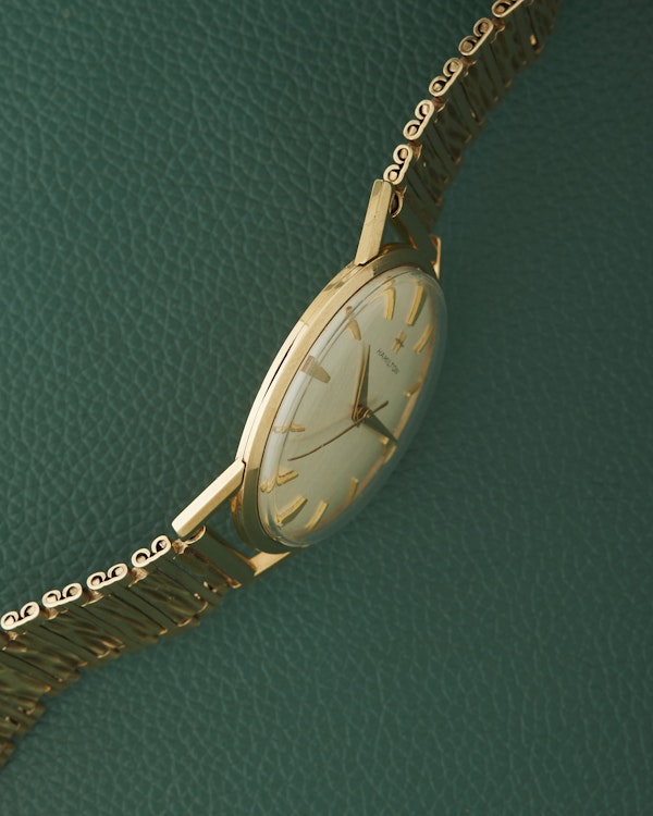 Hamilton 9k Yellow Gold Vintage Dress Watch 9k Bark Bracelet - image 5