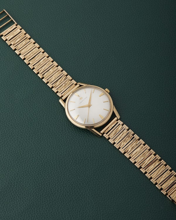 Hamilton 9k Yellow Gold Vintage Dress Watch 9k Bark Bracelet - image 7