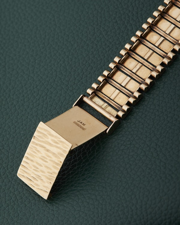 Hamilton 9k Yellow Gold Vintage Dress Watch 9k Bark Bracelet - image 14