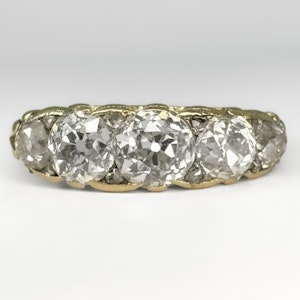 Antique 5 Stone Old Cut Diamond Ring - Saddingtons Jewellery Stand 375