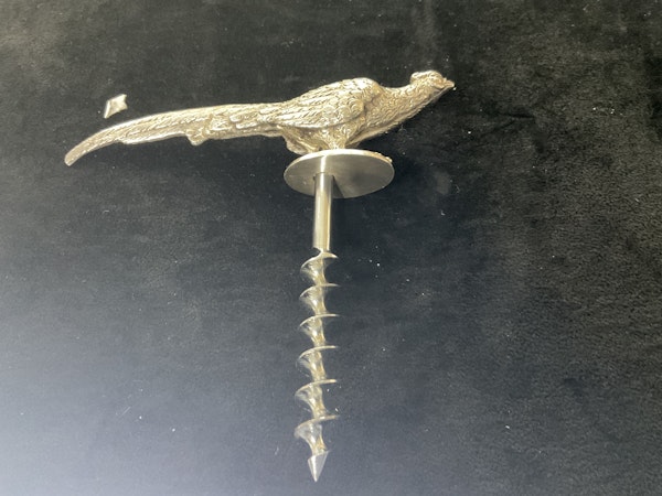 An unusual silver corkscrew in the form of a pheasant - image 2