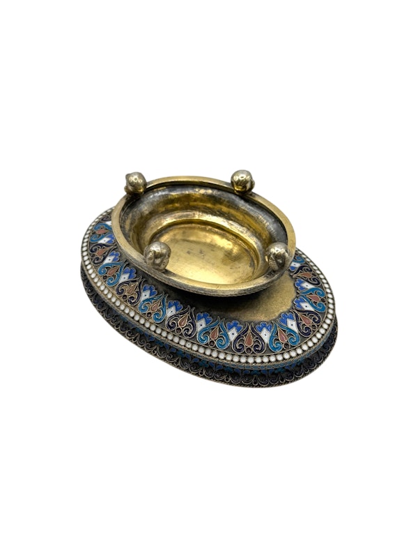 Russian silver cloisonné enamel vase, Moscow, c.1890 by Ovchinnikov. - image 5