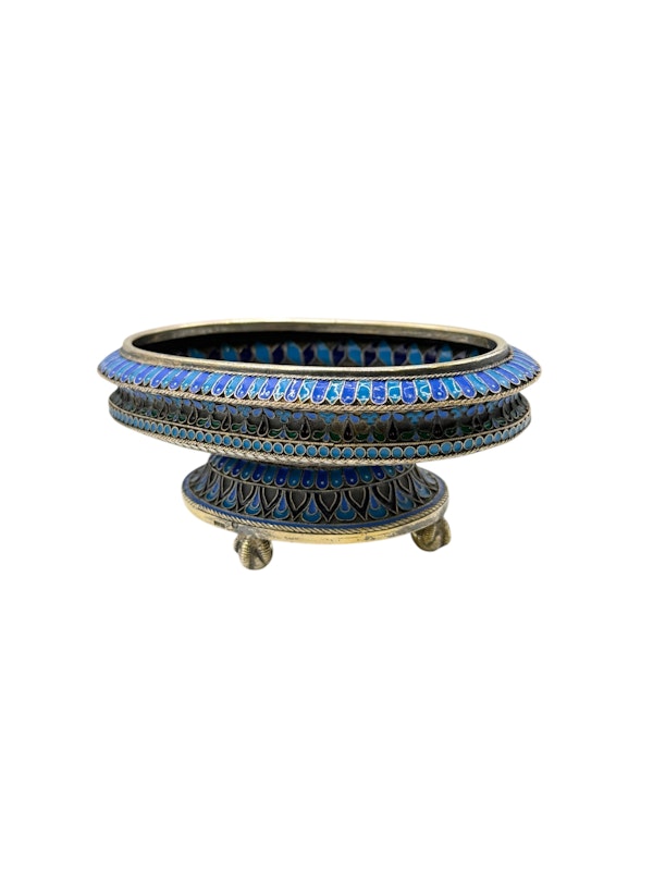 Russian silver cloisonné enamel vase, Moscow, c.1890 by Ovchinnikov. - image 3