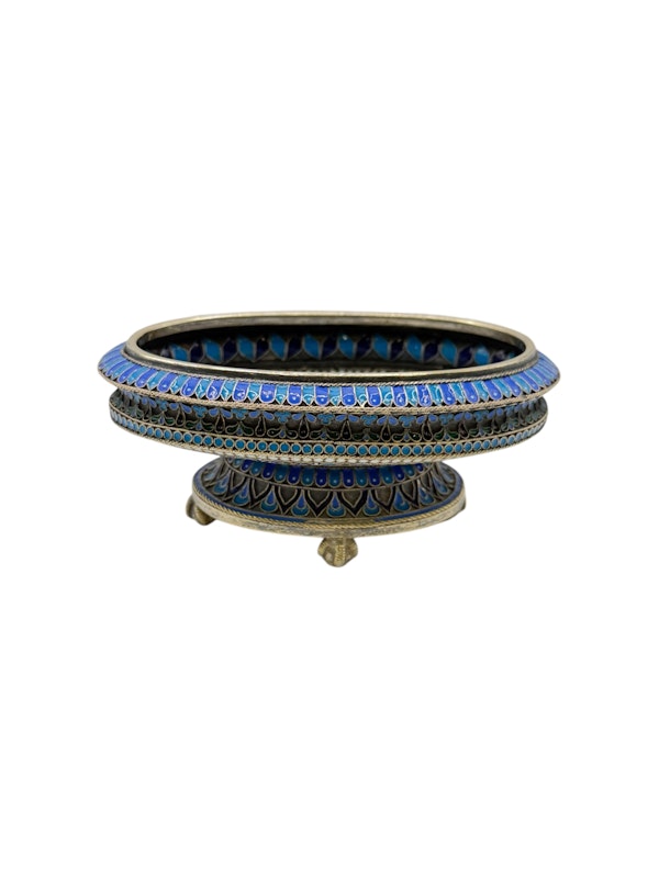 Russian silver cloisonné enamel vase, Moscow, c.1890 by Ovchinnikov. - image 2