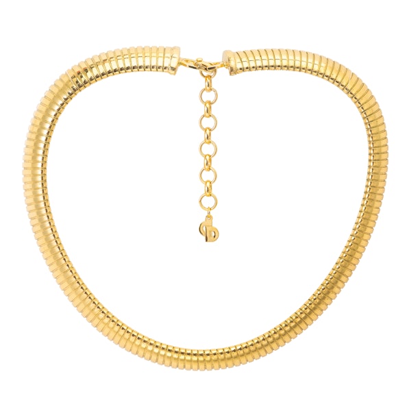 Christian Dior Vintage "Omega" Gold Plated Tubogas Collar Necklace - image 2